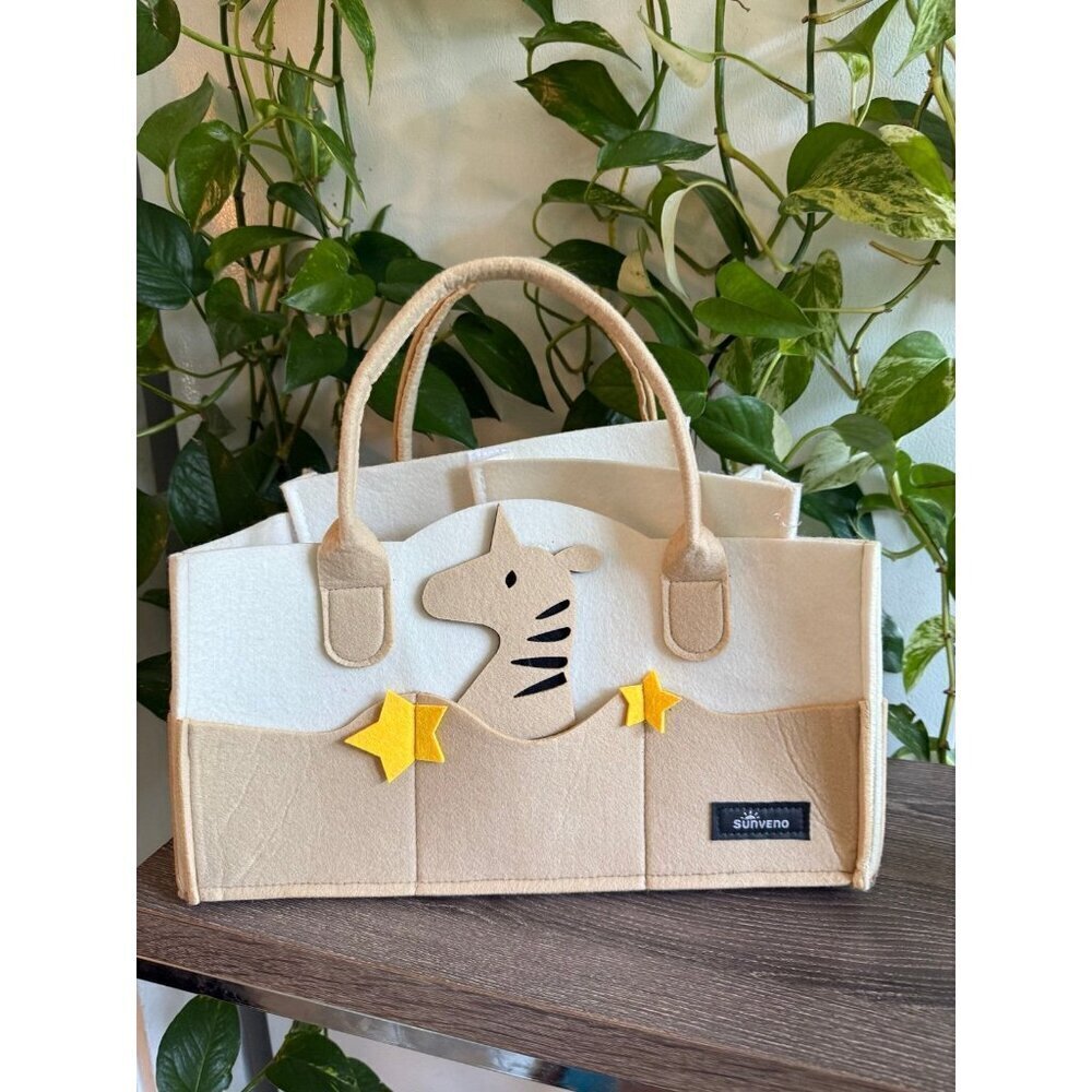Sunveno Felt Diaper Caddy Organizer – Zebra & Stars